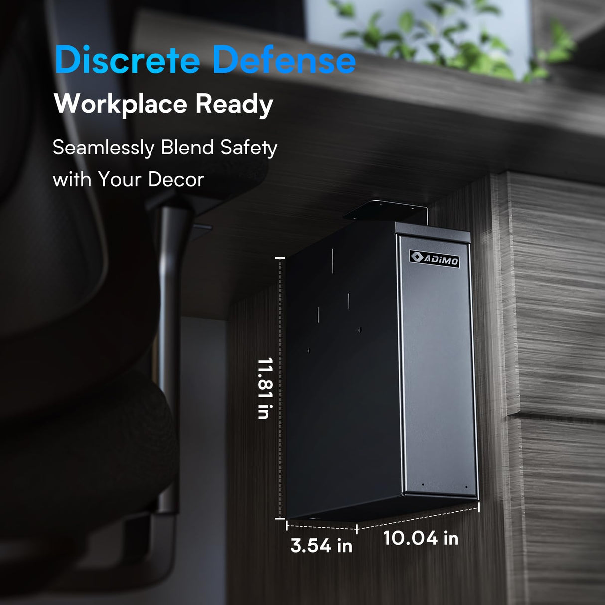 Gun Safe, Slider Biometric Gun Safe for Handgun Supports 3 Quickly Access Ways, Fingerprint, PIN Code and Key, Pistol Safe for Car, Truck, Desk, Bedside Handgun Safe ADIMO