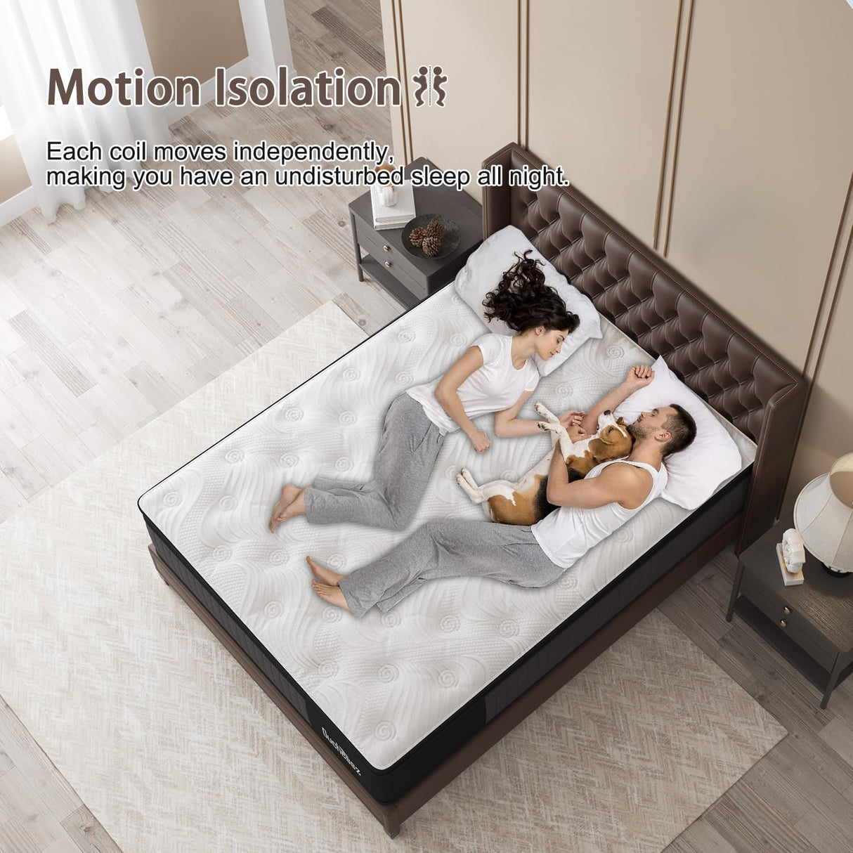 Duchessz King Mattress, 12 Inch Hybrid Mattresses with Gel Memory Foam and Individually Pocket Innerspring Mattresses Medium Firm for Motion Isolation, Edge Support, 100 Night Trial Black & White Duchessz