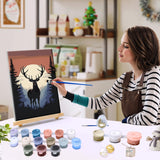 JOOZ Paint by Numbers Kit for Adults Framed Deer Paint by Number with Easel Moon Adult Paint by Number Kits Framed Canvas DIY Forest Oil Painting Kits for Home Wall Decor 8x12 Inch JOOZ