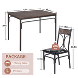 VECELO Kitchen Dining Room Table Set with 4 Chairs for Small Space, Apartment,Metal Steel Frame VECELO