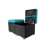 Y Enjoy 2-Pieces Outside Rattan Ottomans，Multipurpose Outdoor Furniture for Patio, Backyard, Additional Seating, Footrest, Side Table w/Storage, Removable Cushions Y ENJOY YOUR DAY I YING