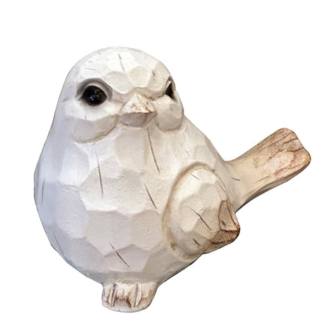 WHITE Bird Table Decor Wood Grain Effect Bird Figurine, Bird Statue Sculpture - Carved Rustic Animal Bird Ornaments - Home Decor Accents Collectible Bird Figurine for Wedding Housewarming Christmas realideas