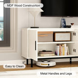 MUUEGM Modern TV Stand for Televisions up to 80 Inch, Entertainment Center with Storage, Cabinet with Fluted Door and Adjustable Shelf, Console Table and Media Furniture for Living Room, White MUUEGM