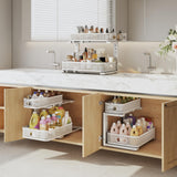 Biboraya 2 Pack Under Sink Organizer With Smooth Cylindrical Rail,2-Tier Pull Out Multi-Purpose Cabinet Storage for Bathroom&Kitchen,Height Adjustable,Rust-resistant Coating-White Biboraya