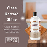 Therapy Wood Polish Bundle with Microfiber 16 oz. - Wood Furniture Polish, Best Wood Furniture Cleaner - Almond Scent - Wood Cleaner, Cabinet and Table Restorer, Natural Wood Conditioner Therapy