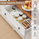 SYESWAY Buffet Cabinet with Storage, 55”Large Coffee Bar Cabinet with 2 Drawers and 4 Barn Doors, Adjustable Shelf, Modern Farmhouse Sideboard Buffet for Kitchen, Living Room, White SYESWAY