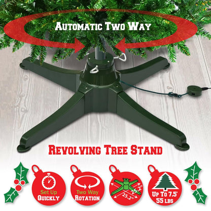 Rotating Christmas Tree Stand - Electric 360 Degree Adjustable Christmas Tree Stand, Heavy-Duty Artificial Xmas Tree Stand Base with Casters and Adjustable Base, Metal Christmas Tree H