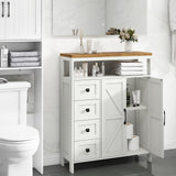 Halitaa Farmhouse Storage Cabinet with 2 Doors and 4 Drawers – Stylish Freestanding Unit for Bathroom, Kitchen, and Living Room Halitaa