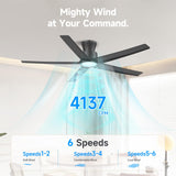 ocioc 52 inch Ceiling Fans with Lights, Large Air Volume Ceiling Fans with Reversible Quiet DC Motor and Remote（Black） ocioc