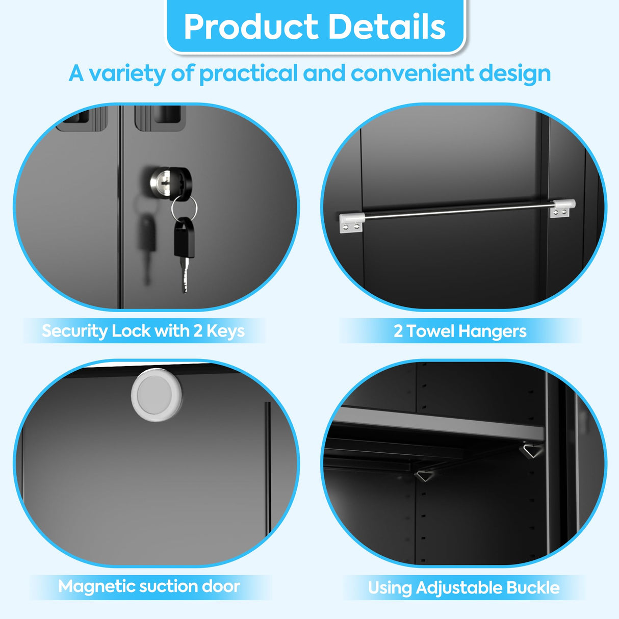 Broom Closet Storage Cabinet with Wheels and Pegboard,Garage Storage Cabinet with Lockable and Magnetic Doors,Adjustable Shelves for Garage Home Office,Required Assembly,17.7"D*33.5"W*70.87"H Reemoon