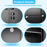 Broom Closet Storage Cabinet with Wheels and Pegboard,Garage Storage Cabinet with Lockable and Magnetic Doors,Adjustable Shelves for Garage Home Office,Required Assembly,17.7"D*33.5"W*70.87"H Reemoon