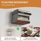 Fun Memories Invisible Floating Bookshelves for Wall, 8 Tier Vertical Spine Book Tower, Heavy Duty Floating Book Shelves Metal Book Organizers for Home Office, 4 Pack, White Fun Memories