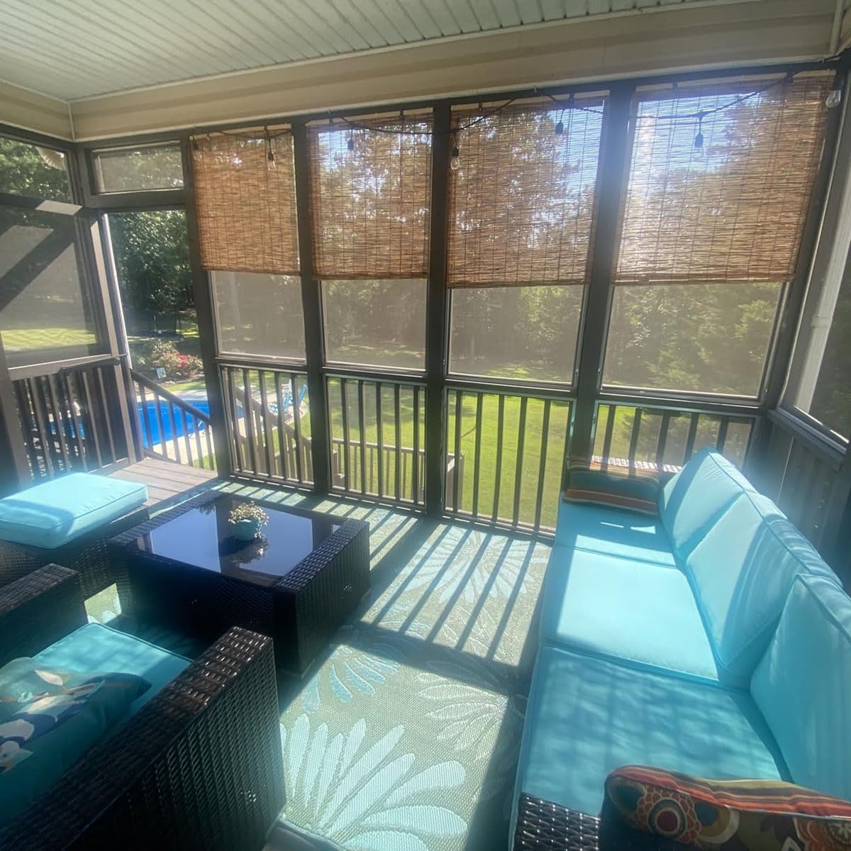 Bamboo Blinds for Interior Windows, Cordless Blackout Roller Shade Privacy Partition Natural Roll-up Reed Shades Retro Outdoor Bamboo Curtain 20 34 38 42 48 50 52 58 60 66 68 70 72 76in(32in x 64in(W KAKVSRBPER