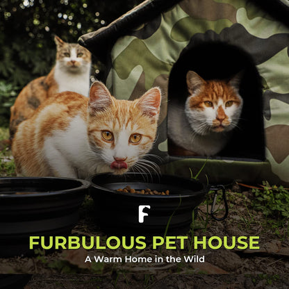 FURBULOUS Collapsible Outdoor Cat House for Cats and Puppies, Pet Shelter Waterproof, Cold and Windproof, Scratch-Resistant, Easy to Assemble Stray Cats Shelter(S)