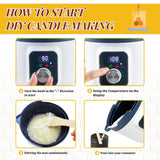 KQU Beeswax Candle Making Kit for Adults, 5lb Beeswax, LED Display Wax Melter, Cotton Wick, Wick Stickers KQU