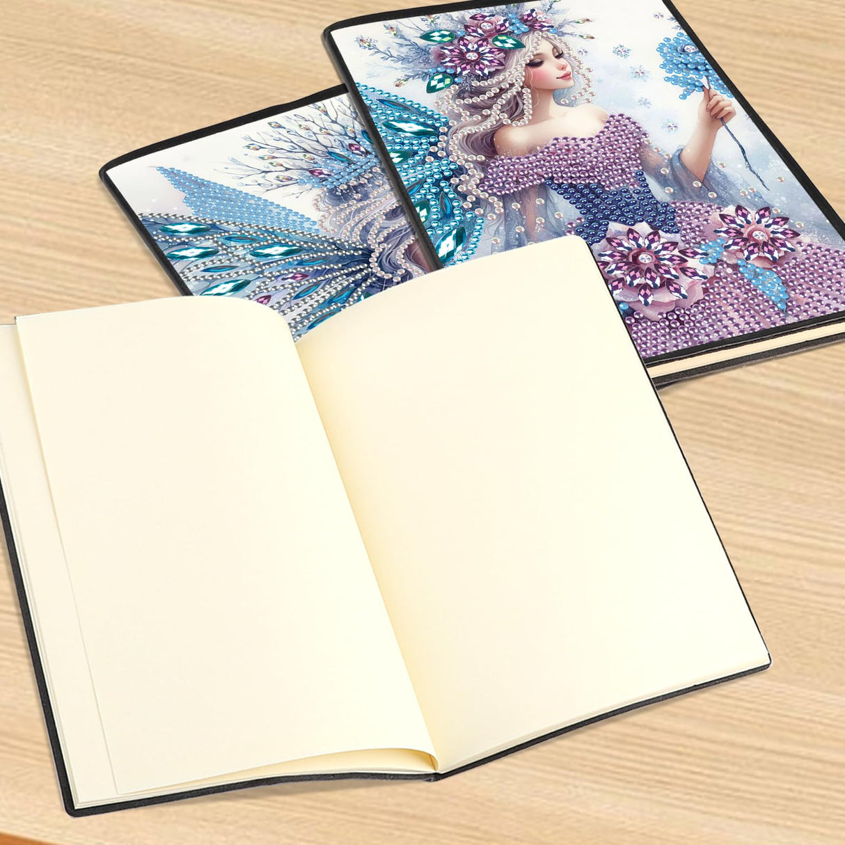 DCIDBEI 2 Pack Notebooks Diamond Painting Angel Blank 5D DIY Special Shaped Crystal Diary Book Elf 50 Sheets A5 Book Journal Fairy Paint by Numbers Kit Sketchbook Diamond Art Note Book DCIDBEI