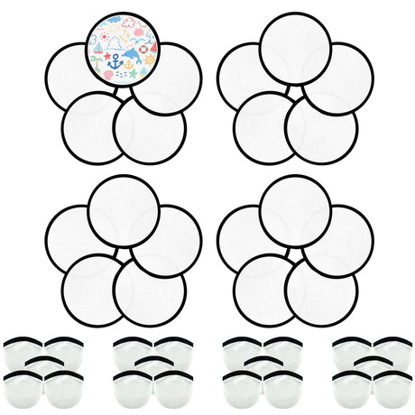 YEAHACLUB 20PCS Foldable Flying Disc Fans with Bags, 9.8'' DIY Handheld Black Egde Fabric Folding Fan for Outdoor Game Activities Birthday Party Favors Gifts, White YEAHACLUB