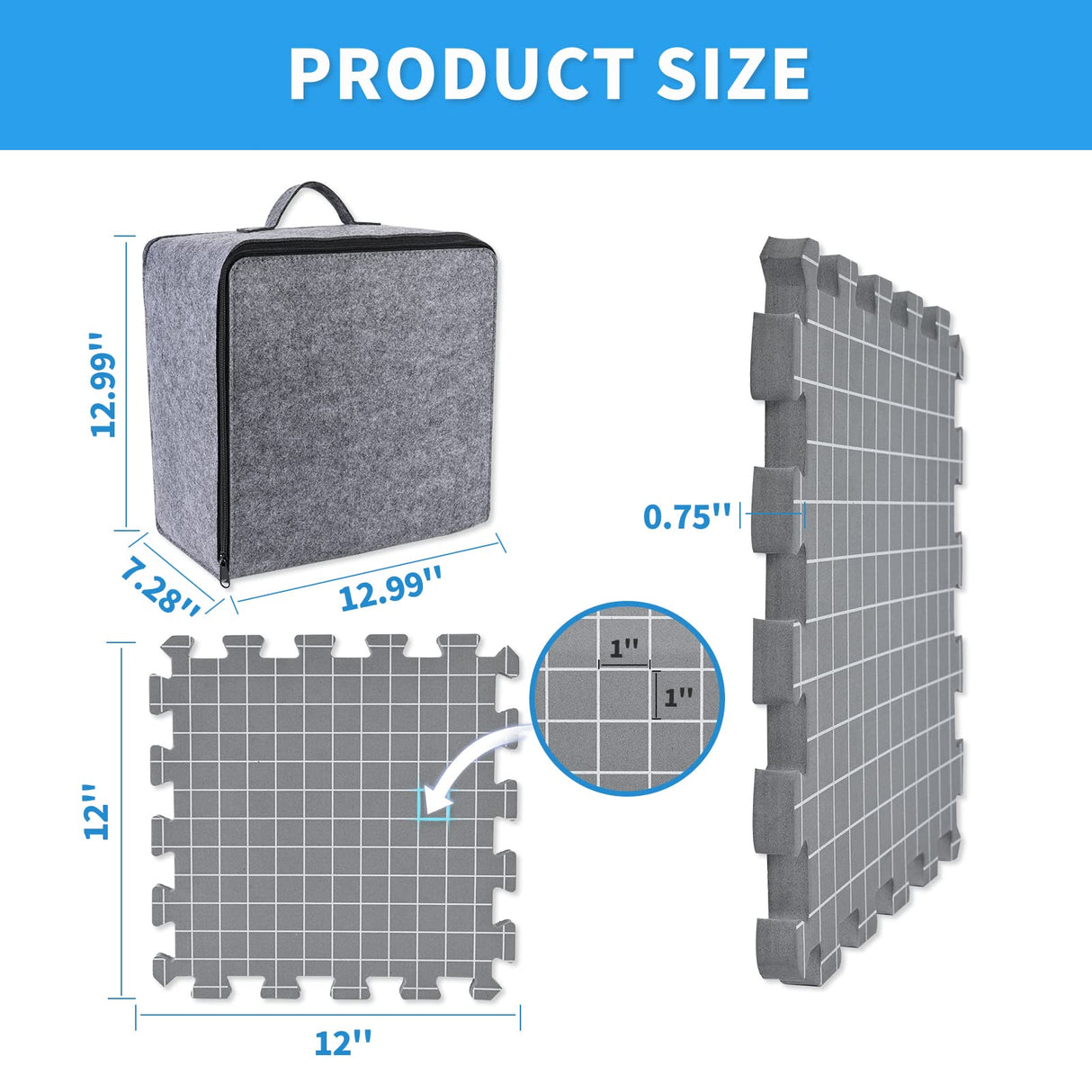 Yrangee Blocking Mats for Knitting & Crochet Project,Extra Thick Blocking Boards with Grids for Needlepoint or Crochet,9 Pack Knitting Mats with 150 T-Pins and Storage Bag Yrangee