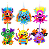 Winlyn 24 Sets Fall Kids Crafts DIY Monster Ornaments Decorations Art Sets Foam Monster Stickers Googly Eyes for Kids Autumn Halloween Classroom Party Activities Winlyn
