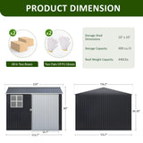 DAUSOLA 10x10 FT Outdoor Storage Shed, Metal Garden Tool Shed with Updated Frame Structure, Lockable Doors and Windows, Ideal for Backyard Garden Patio Lawn, Grey DAUSOLA