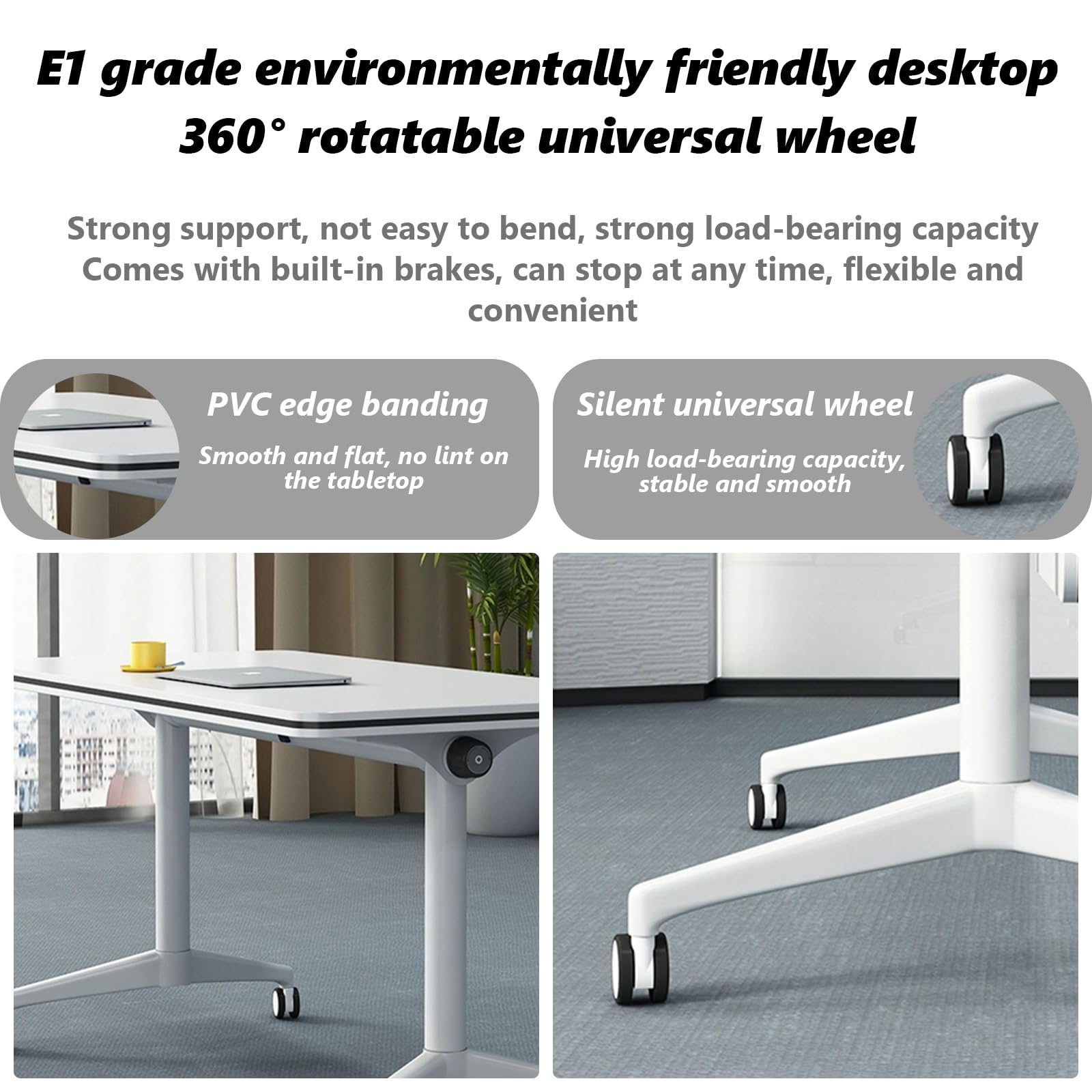 HSHBDDM Folding Conference Table Foldable Conference Table, Conference Rooms Flip Top Mobile Training Table, Folding Flip Top Office Meeting Table Mobile Conference Table for Office,Meeting R - WoodArtSupply