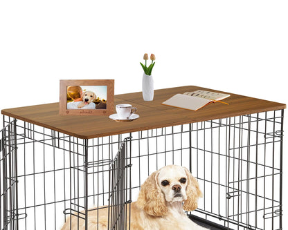 Deblue Foldable Dog Crate Topper, Crate Topper for 48in Wire Dog Cages, Wooden Dog Kennel Table Top for Large Dog, Foldable, Portable (for 48 in Crate, Only Topper) - WoodArtSupply