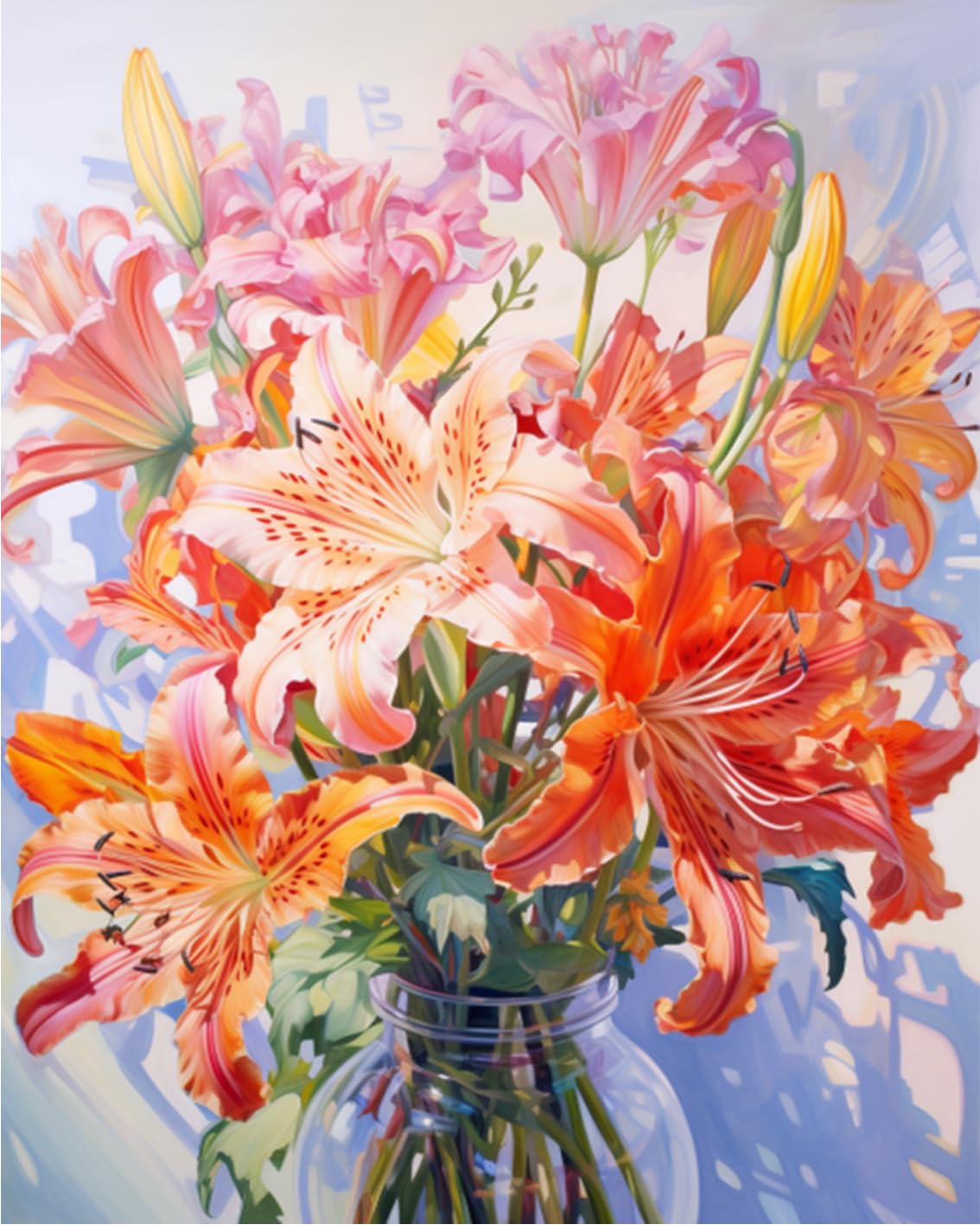 Flowers in Vase Paint by Numbers Kits 16x20 inch Canvas DIY Oil Painting for Kids, Students, Adults Beginner with Brushes and Acrylic Pigment - Colorful Blooming Flowers Photo Gift(without Frame) Tucocoo