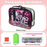 DIY diamond painting makeup bag kit, cat pattern sequined makeup storage bag with zipper, portable travel toiletries bag, as a handmade creative gift Tontut