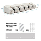 Home-it Mop and Broom Holder Wall Mount Garden Tool Storage Tool Rack Storage & Organization for the Home Plastic Hanger for Closet Garage Organizer (5-position) HOME IT