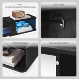 HOOBRO Floating TV Stand with LED Light Power Outlet for TVs up to 75”, Wall Mounted TV Shelf, Modern Media Console Entertainment Center Under TV, for Living Room Bedroom, Black BK36UDDS01 HOOBRO