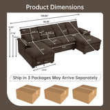 Enobala 110" Comfy Cloud Couch Sectional Sofa with Lumbar Pillows, Modern U-Shaped Cloud Sofa with Double Chaise & Deep Seat for Living Room, or Office, Easy Assembly, Dark Coffee Enobala