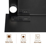 FIONESO Makeup Vanity Desk with Mirror & Lights, Vanity Desk with 4 Drawers & Charging Station, Dressing Vanity Table with Open Storage Shelves, 3 Color Modes, Vanity Table for Bedroom, Black FIONESO