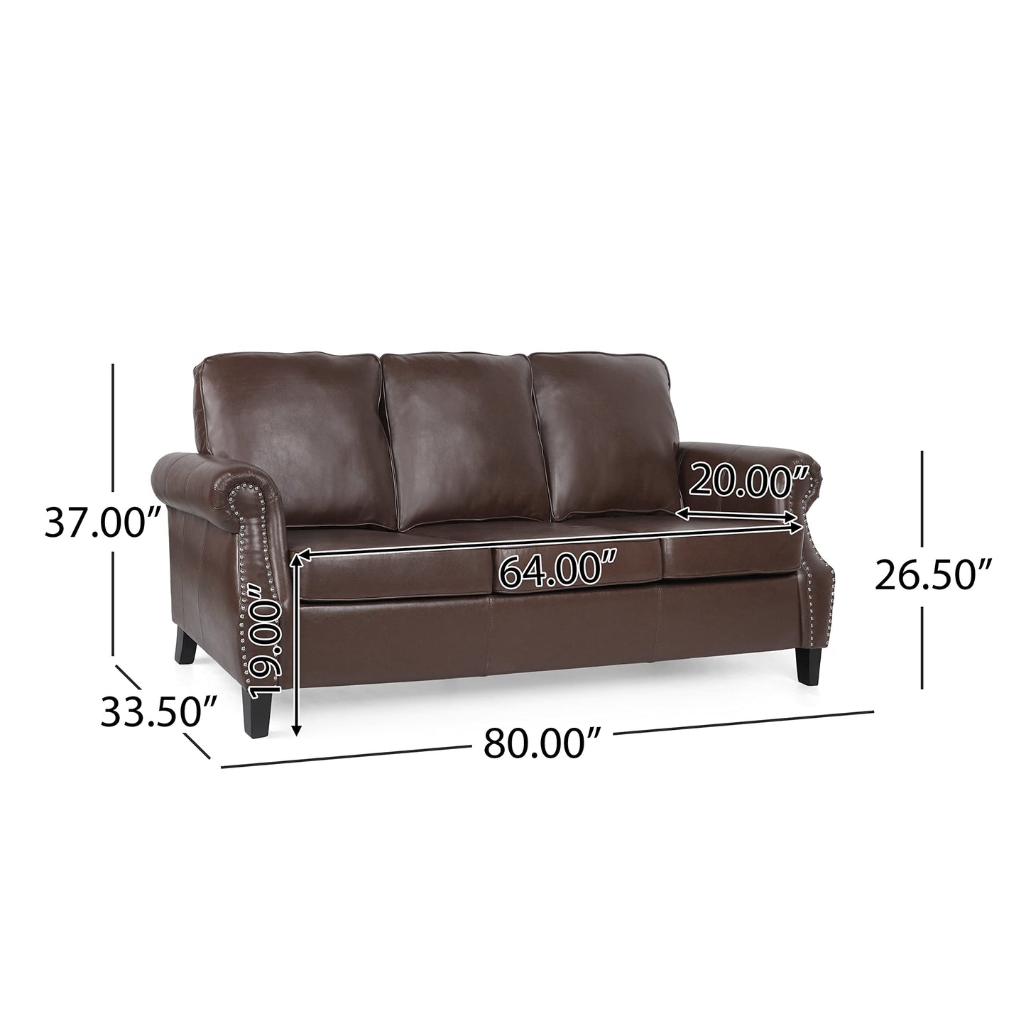 Christopher Knight Home Dowd Sofas, Dark Brown - WoodArtSupply