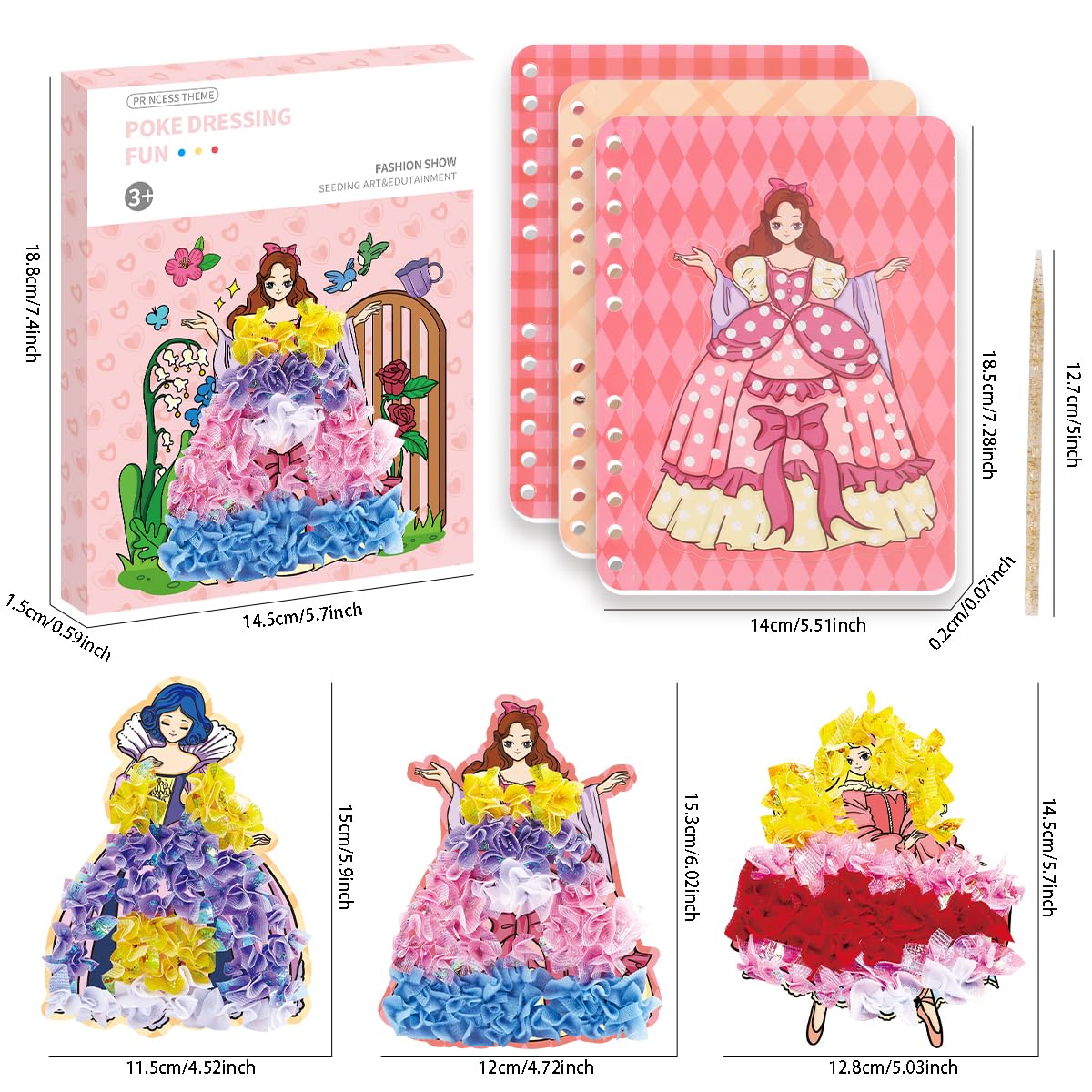 BLXIN Poke-Art Princess Craft Kit, Girls DIY Paper Art Set with Castle, Creative Educational Activity,Crafts Gifts for Girls Ages 3-8, DIY Activity BLXIN