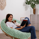 HOMBYS Fluffy Shaggy Cover for Papasan Chair Cushion, Plush Faux Fur Slipcover ONLY, (Without Cushion) Removable Soft Papasan Cushion Covers with 8 Ties, (Sage Green, 50"x50") HOMBYS