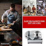 Meat Slicer, Techwood Electric Deil Food Slicer with Removable 9” Stainless Steel Blade, Deli Cheese Fruit Vegetable Bread Cutter with Adjustable Knob for Thickness, Food Carriage & Non-Slip Feet Techwood