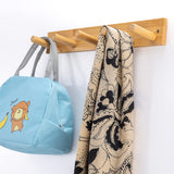 Fujinzhu Wall Mounted Coat Rack, 5-Pegs Bamboo Entryway Hat Rack for Wall, Hooks for Hanging Coats and Jackets, Bathroom Kitchen Towel Rack Wall Hangers for Clothes Towel Hats Jackets Fujinzhu