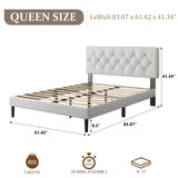 CXVX Queen Size Platform Bed Frame with Upholstered Headboard, Button Tufted Design, Strong Wooden Slats, No Box Spring Needed, Easy Assembly, Noise Free CXVX