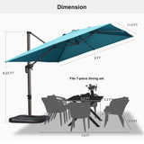 PURPLE LEAF 9' X 11.5' Patio Umbrella Outdoor Cantilever Rectangle Umbrella Aluminum Offset Umbrella with 360-degree Rotation for Garden Deck Pool Patio, Turquoise Blue PURPLE LEAF
