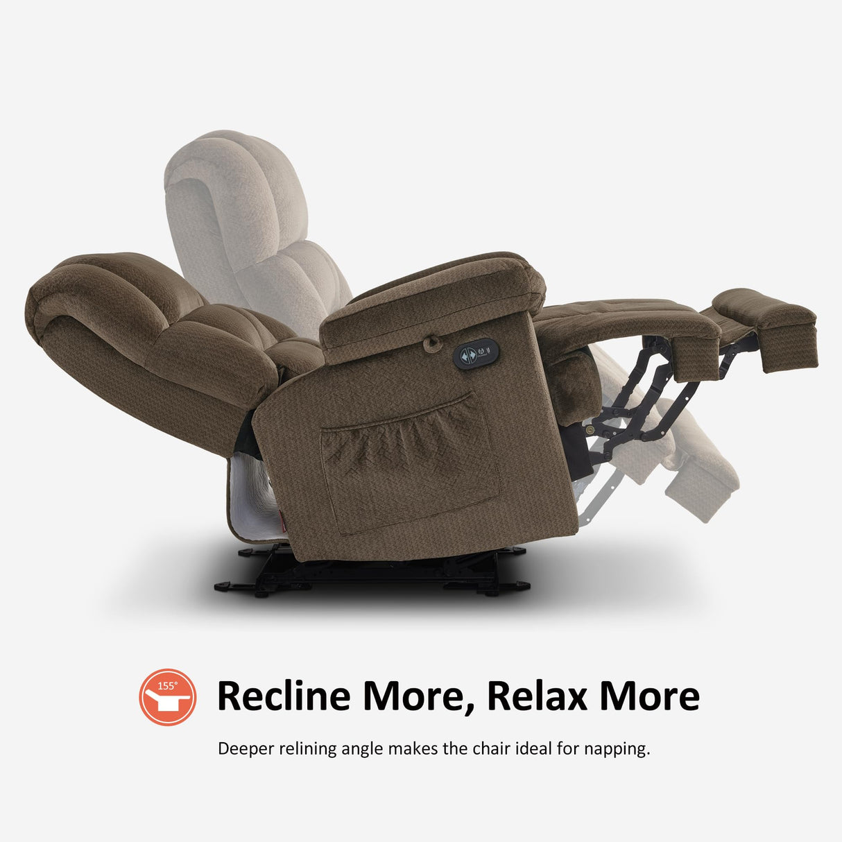 MCombo Zero Gravity Power Recliner Chair with Heat and Vibration Massage, Reclining Chair with USB Ports, Cup Holders for Living Room, Fabric R6233 (Brown) MCombo