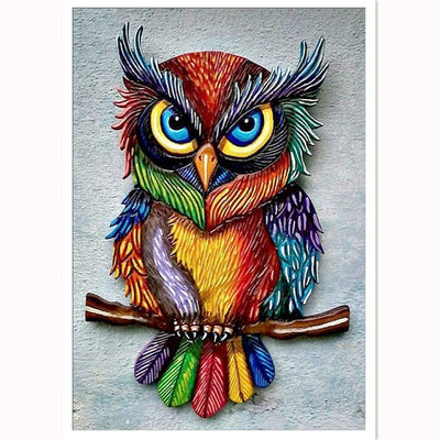 SUNKOO DIY Diamond Art Painting Kit for Adults - Full Drill Owl With Rainbow Big-Eyes - Rhinestone Kit for Home Wall Decor, 1216 Inches