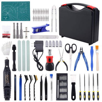 YIBEICO 3D Printing Tools with Storage Box for 3D Printer Modeler Basic Tools Diverse 3D Print Nozzle Cleaning Kit Rotary Tool 3D Printer Tools for Remove/Trim and Finish 3D Print (124Pcs)