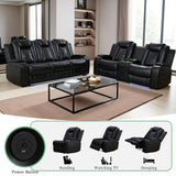 Dekmxas Mordern Breathing Leather Sofa Sets, Living Room Furniture Sets, Power Reclining Sectional Sofa, Loveseat with Cup Holders/Storage Console/LED Light for Living Room Dekmxas