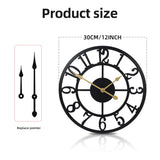 Jassurance Wall Clock Battery Operated,Silent Non Ticking Modern Rustic Metal Small Clocks for Living Room/Bedroom/Office/Kitchen/Farmhouse Home Decor-12IN(Arabic Number-Black) Jassurance