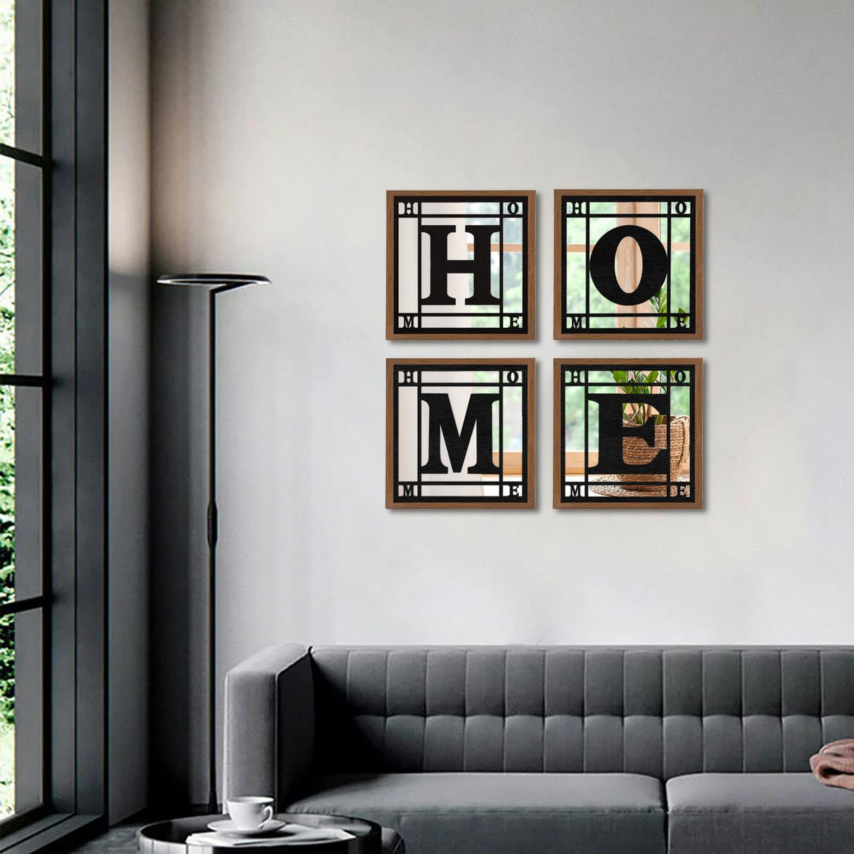 M ACHOOSE 4 PCS Square Wall Mirrors, Rustic Farmhouse Accent Mirror， Home Wall Decor for Living Room, Bedroom, Bathroom & Entryway M ACHOOSE