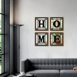 M ACHOOSE 4 PCS Square Wall Mirrors, Rustic Farmhouse Accent Mirror， Home Wall Decor for Living Room, Bedroom, Bathroom & Entryway M ACHOOSE