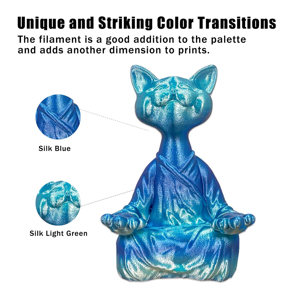 SIKENHO 3D Printer Filament, PLA Filament 1.75mm Silk Green Shiny Blue PLA Filament, 3D Printing Filament 1kg Spool (2.2lbs), Dimensional Accuracy +/- 0.02mm, 3D Filament 1.75 Fit Most FDM Printer SIKENHO