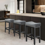 Raynesys Counter Height Bar Stools Set of 2, 24 Inch Barstools for Kitchen Island Counter, Bonded Leather Kitchen Stools with Thick Saddle Seats & Heavy Duty Metal Base, Easy Assembly, All Black Raynesys