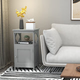 Tangkula Bathroom Floor Cabinet, Single Door Storage Cabinet with Diamond Frame Open Shelf, Anti-Toppling, Freestanding Bathroom Storage Narrow Side Cabinet for Bathroom Living Room (Grey) Tangkula