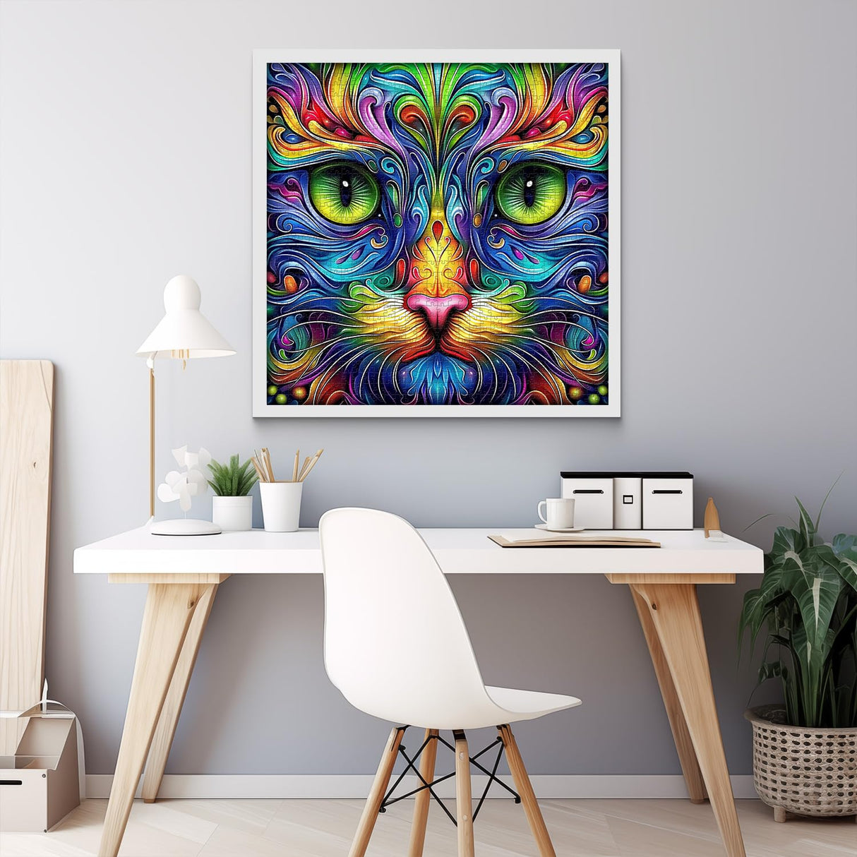 Cat Puzzles for Adults 1000 Pieces, Fantasy Animal Kitten Abstract Art Puzzle, Colorful Funny Cat Puzzle Kitty, Impossible Hard Challenge Jigsaw Puzzle for Adults PICKFORU